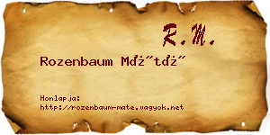 Rozenbaum Máté névjegykártya